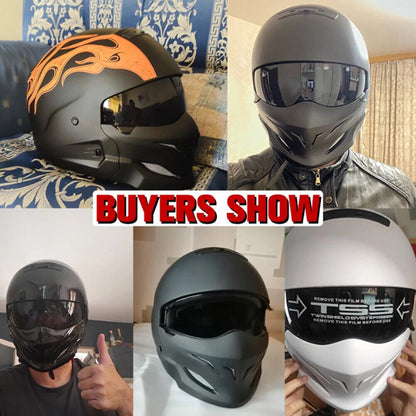 Open Face Full Face Helmet Motorcycle Helmet for Street Bike Cruiser Scooter DOT