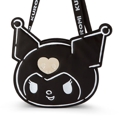 Kuromi Black Embroidered Messenger Bag Shoulder Bag Pu Leather Clutch Coin Purse