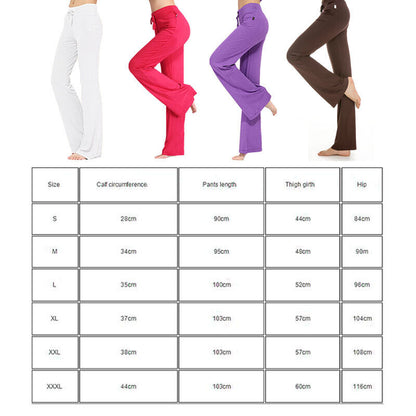 Women Casual Flared Trousers Long Pants Baggy Elastic Yoga Dance Sports Pants