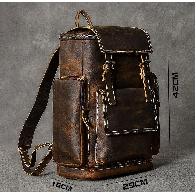 Leather Men's Backpack male computer bag15.6 inch laptop bags Travel Backpacks