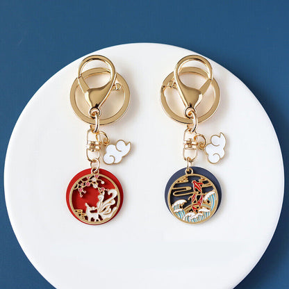 Unique Fox Dragon Panda Keychain Cute Drop Oil Key Chain Bag Car Key Decoration