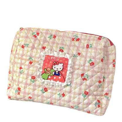 Women Girl's Flower Hello Kitty Makeup Bag Cosmetic Case Travel Storage Pouch