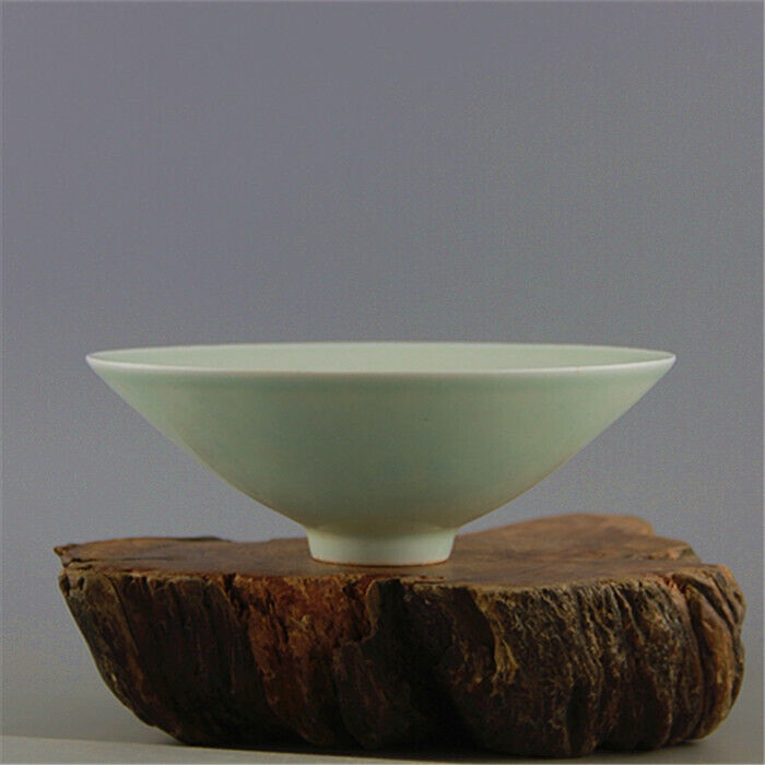 Chinese Song Hutian Kiln Yin Carved Value Stripe Celadon Bamboo Hat Bowl