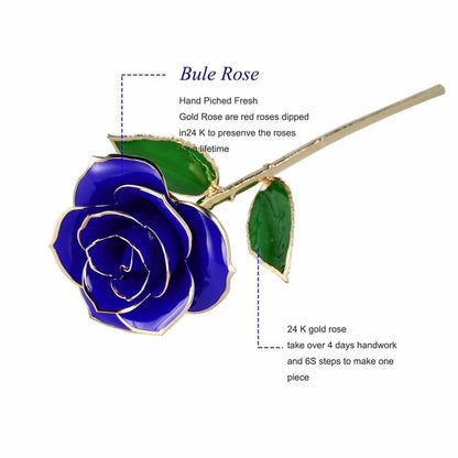 Gold Plated Real Rose 24K Dipped Flower Valentine's Day Love Gift For Her Decor