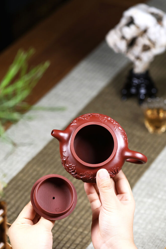 Teapot 8oz Chinese Yixing Genuine Dahongpao Clay Handmade Fanggu Dragon