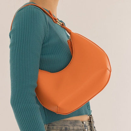 Women's Shoulder Bags PU Leather Purses Handbags Lady Sweet Half Moon Bag
