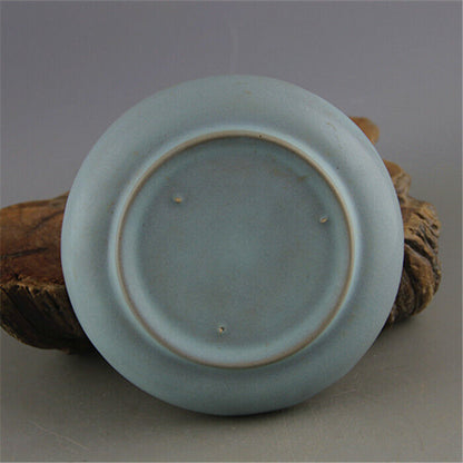 China Song Dynasty Ru Kiln Handmade Porcelain Celestial Glaze Nail Plate