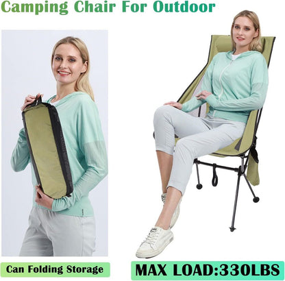 Ultralight High Back Outdoor Folding Camping Chair with Pillow and Cup Bag Beach