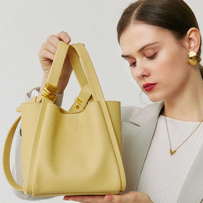Genuine Leather Bucket Bag Unique Handbag Soft Cowhide Shoulder Bags 19*13*18 CM