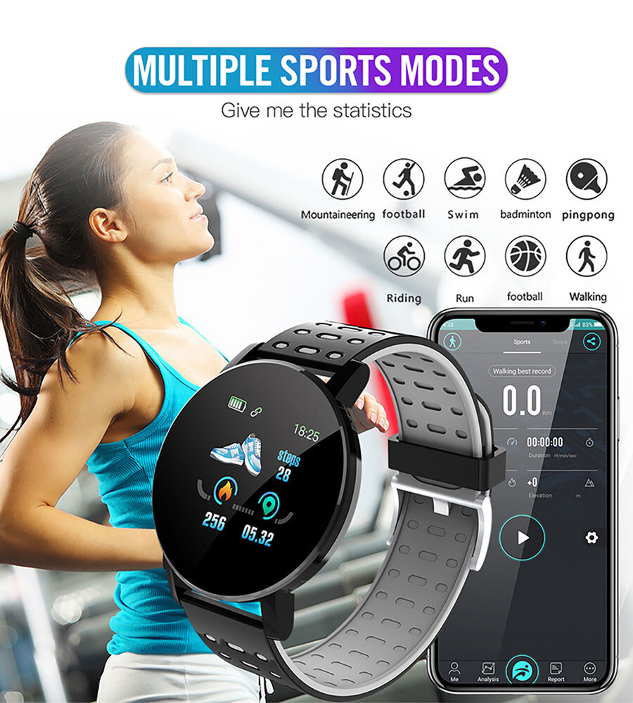 Bluetooth Smart Watch Heart Rate Monitor Bracelet for Android Ios Iphone Samsung