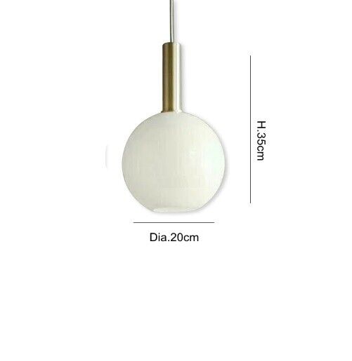Pendant Lamp Glass White Gold Modern Design Simple Art Restaurant Bedroom Lights