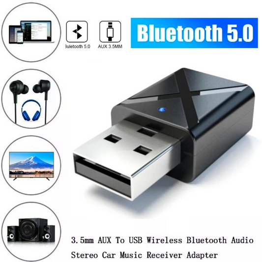 Transmisor de Audio Adaptador Receptor Estereo USB Bluetooth 5.0 PC TV Headphone