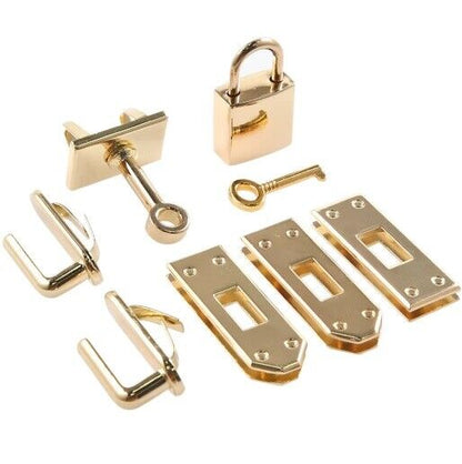 Women Handbags Lock Button 7Pcs Metal Clasp Leather Crafts Purse Bag Accessories