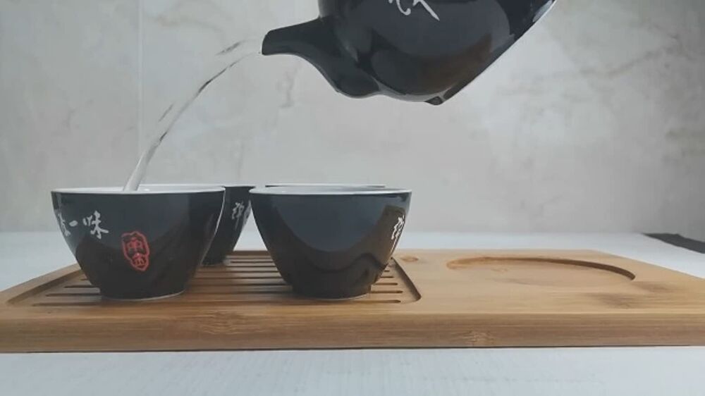 Porcelain Teapot 10oz Teacups Chinese gongfu tea wine set Ceramic Kettle Black