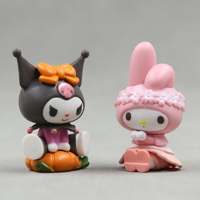 6pcs Kuromi My Melody Bow Crown Toys Cute Figures PVC Doll Toy Set Cake Toppers