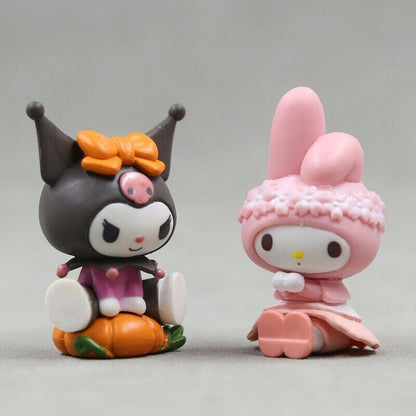 6pcs Kuromi My Melody Bow Crown Toys Cute Figures PVC Doll Toy Set Cake Toppers
