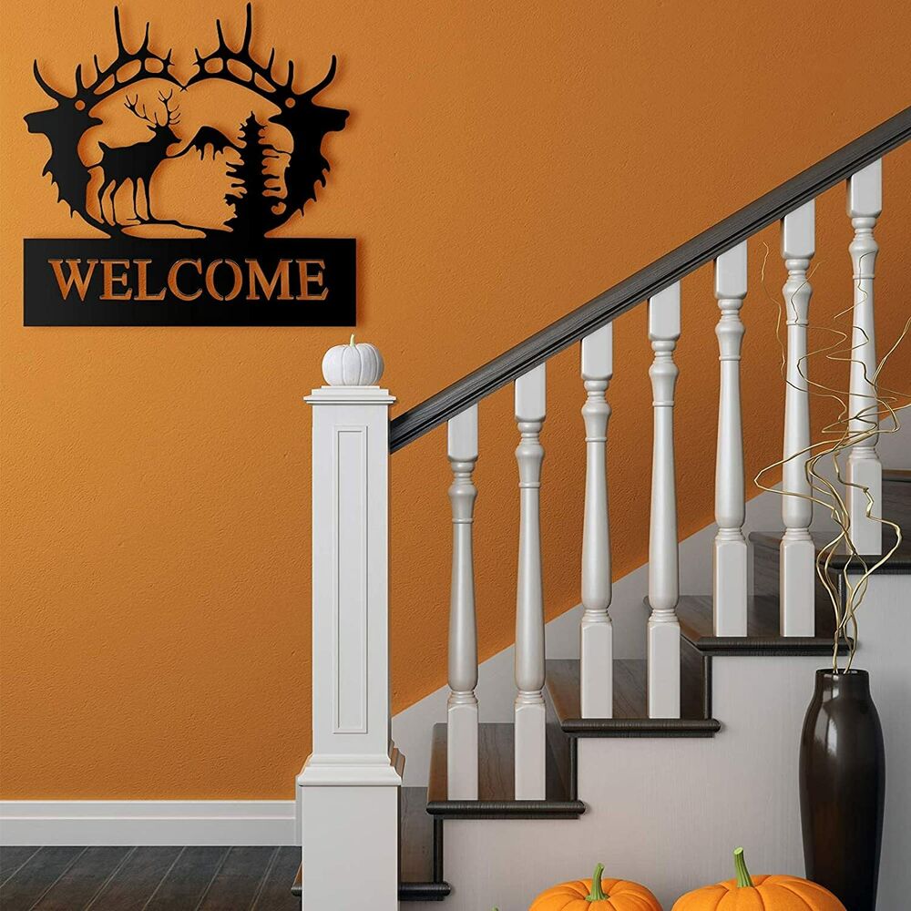 Deer Metal Wall Art Deer Pine Tree Wall Decor Metal Deer Welcome Sign