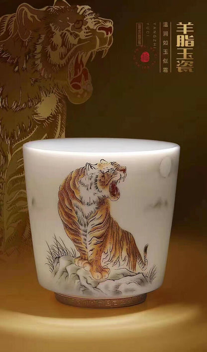 5pcs of one set Ceramic tiger Tea Cup Master tea cup Zodiac Cup tiger year gift
