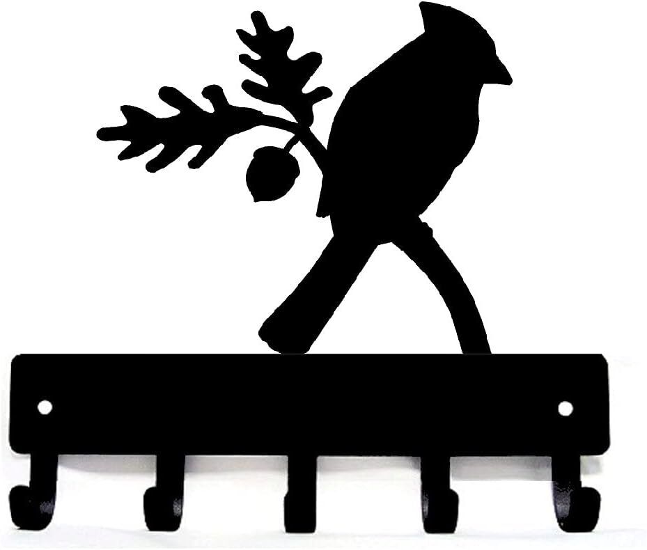 Cardinal Bird Key Rack Hanger - 6 Inch Wide/9 Inch Wide Metal Wall Art
