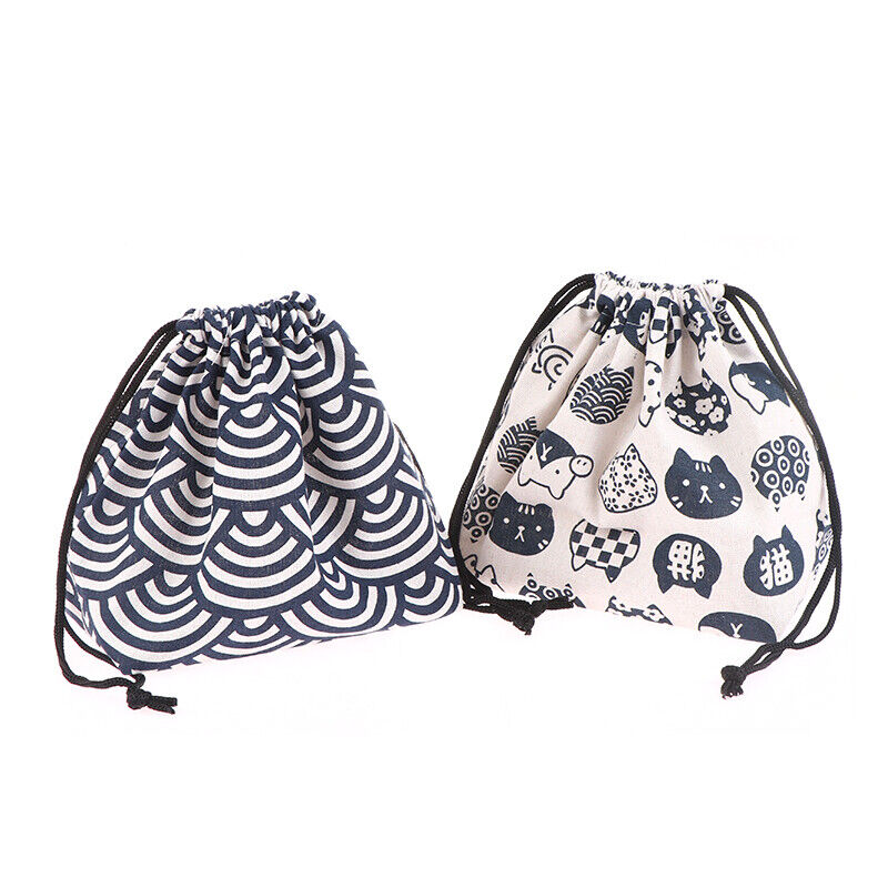 1Pc Japanese Style Drawstring Lunch Box Portable Storage Bag For Travel Picnic