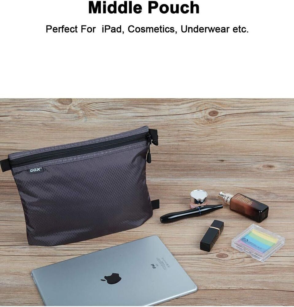 GOX Travel Toiletry Bag for Men Carry On Packing Organizer Zipper Pouch Grey