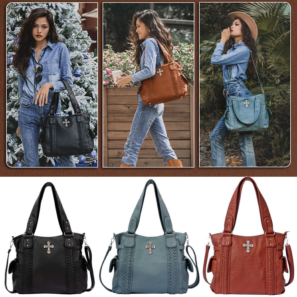 Celela Fashion Women Concealed Carry Braided Tote Shoulder Handbag Purse bags