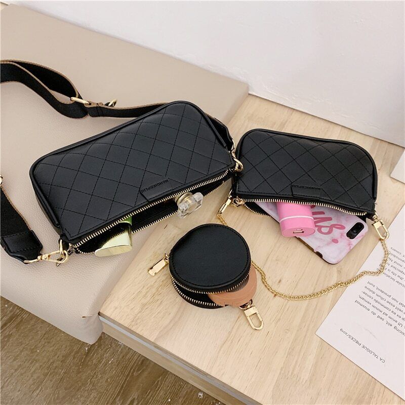 Leather Crossbody Bag Set Women Bags Chain Shoulder Bags Messenger Bags