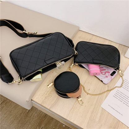 Leather Crossbody Bag Set Women Bags Chain Shoulder Bags Messenger Bags