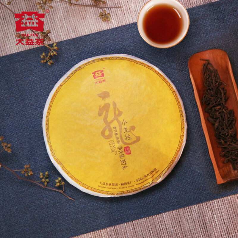 357g Menghai TAETEA Small DRAGON PILLAR Dayi Tea Cake Pu-erh Ripe Puer 1801