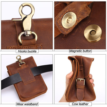 Men's Belt Waist Bag Mobile Phone Bag Shoulder Waist Bag Leather