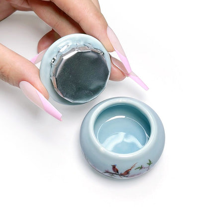 Nail Art Tools Porcelain Dappen Dish With Lid Acrylic Liquid Powder Ceramic Cups