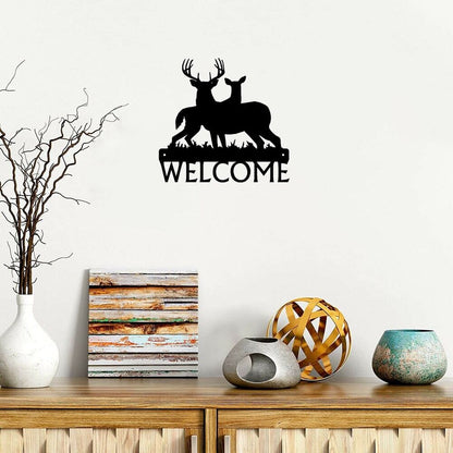 Deer Buck Artwork Shape Wall Stickers Family Shape Welcome Sign Artwork