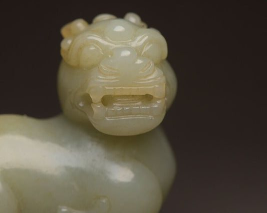 Chinese Old Natural Hetian Jade Hand Carved Nice Unicorn Statue Figurines Rare