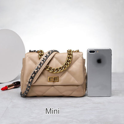 Mini Quilted Sheepskin Leather Small Flap Purse Shoulder Bag Tote Clutch Chains