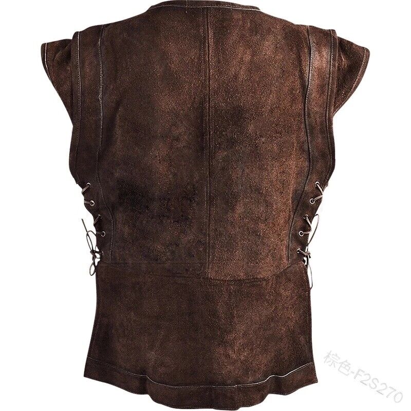 Men Medieval Buccaneer Vest Priate Costume Renaissance Steampunk Waistcoat Top