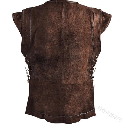 Men Medieval Buccaneer Vest Priate Costume Renaissance Steampunk Waistcoat Top