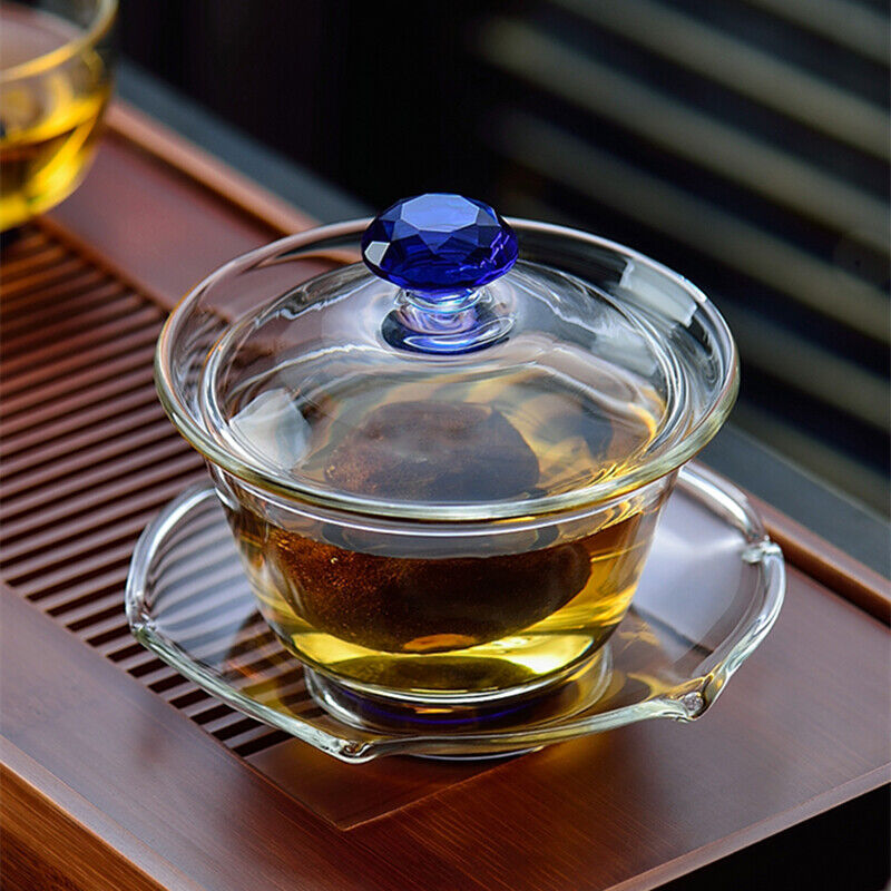 glass gaiwan Chinese cup bowl set handmade tureen kungfu tea brewer covered bowl