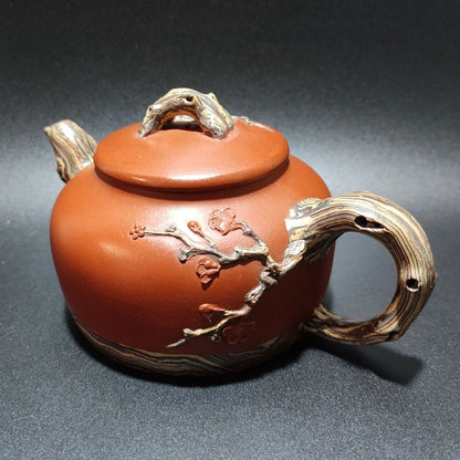 Vintage Chinese Yixing Purple Clay Teapot Zisha Ceramic Plum Blossom Teaware Art