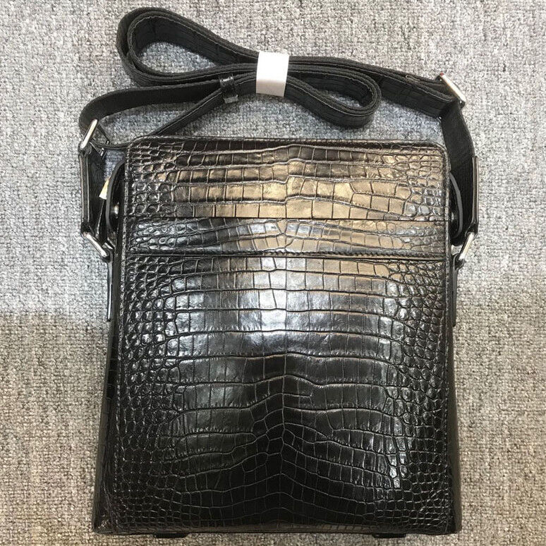 Handcrafted Siamese Crocodile Skin Leather 10" Men Luxury Shoulder/Messenger bag