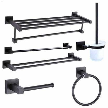 Towel Bars Bathroom Hanger 55CM Matte Black Double Space Aluminum Accessories