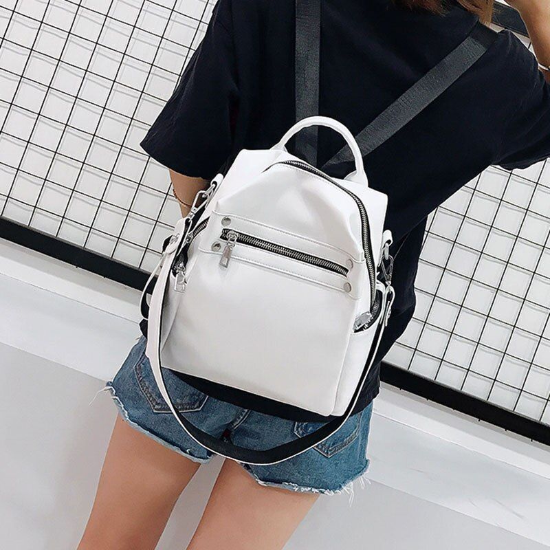 Synthetic Leather Backpack Bag Small Purse 20*11*28CM Pink/Black/White/Khaki 1PC