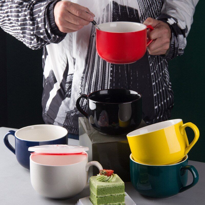 Coffee Mugs Large Capacity 700ml Ceramic Breakfast Oatmeal Milk Tea Cup Handgrip