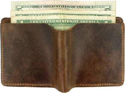 Handmade Leather Bifold Wallet with Extra Layer Slim Accessory for Pocket Bag