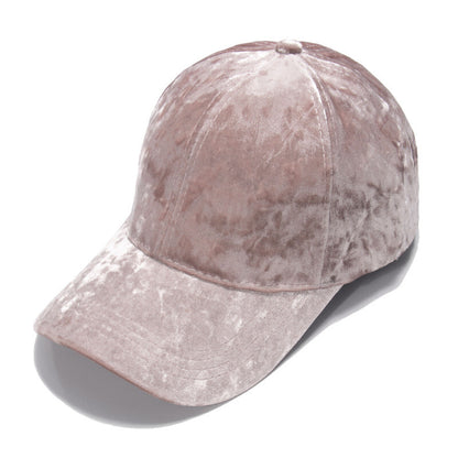 Lady Men Velvet Baseball Cap Solid Velour Sun Hat Adjustable Casual Outdoor Chic
