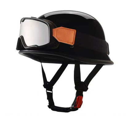 Men Women German Motorcycle Half Helmet Vintage Motorcycle Helmet with Goggles