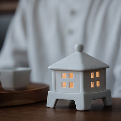 White Modern Ceramic Candlestick Lamp for Home Decor