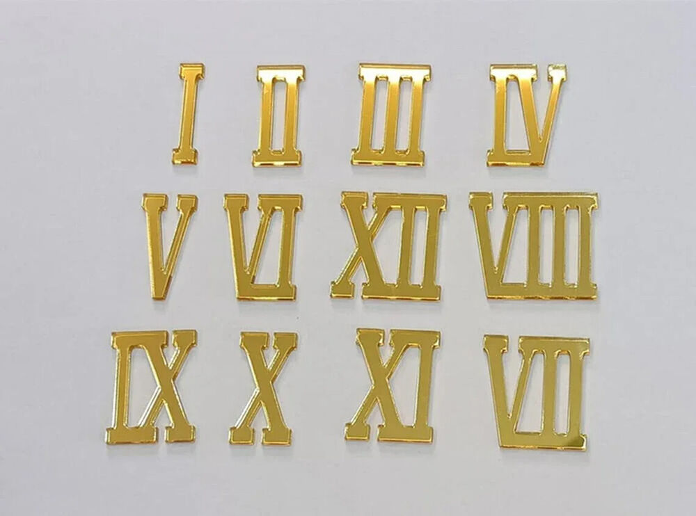 Numerics Unfinished Acrylic Cutout 12Pcs Wooden Roman Numerals Clock Craft Decor
