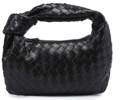 Woven Handbag, Knotted Clutch Bag for Women Soft Leather Hobo Bag Fashion Mini C