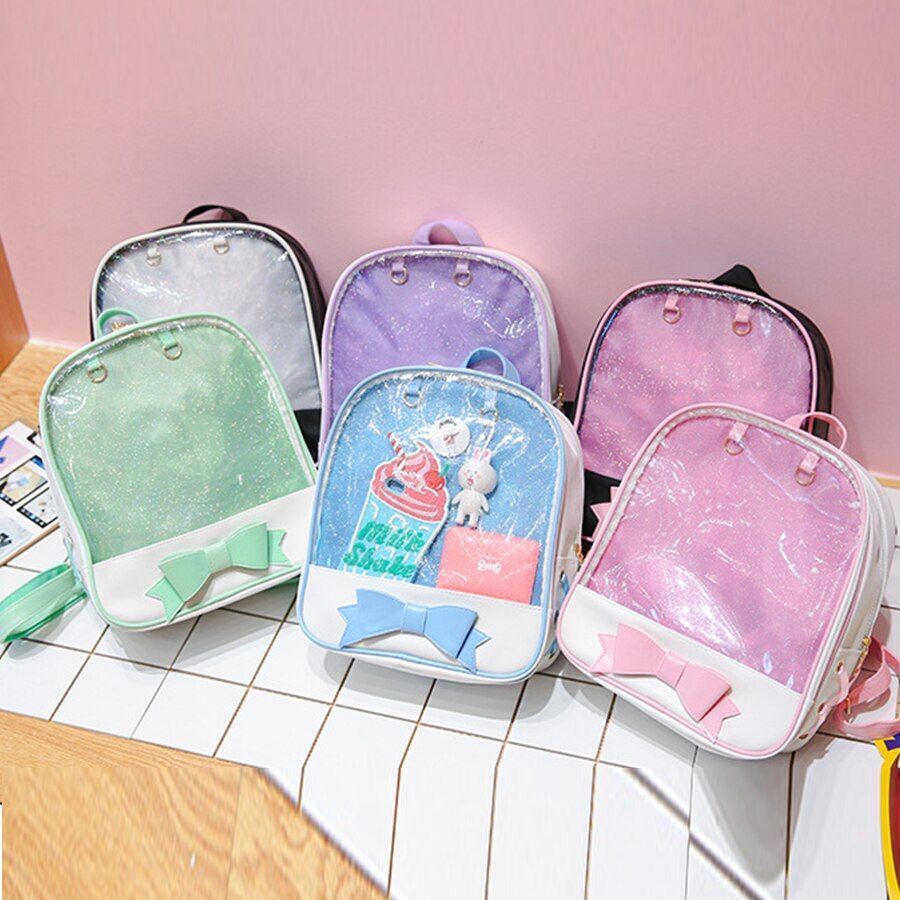 Clear Transparent Backpacks School Bag Bookbag 27*31*10 CM Blue Purple Black 1PC