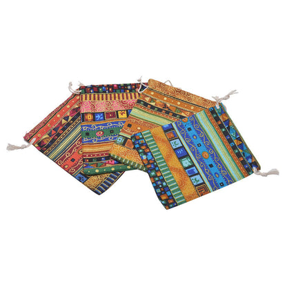 3Pcs 9.5x12cm Linen Bunt Tribal Tribe Drawstring Jewellery Gift Bags Pouches -ca